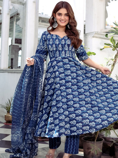 Blue Indigo Anarkali Pant