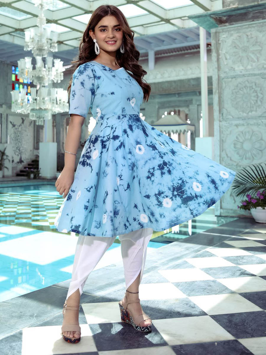 Blue Dhoti Cotton Set