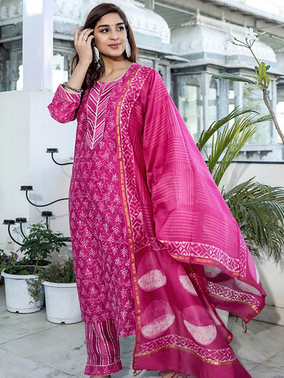 Pink Chanderi Suit Set
