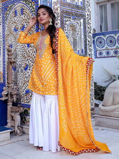 Yellow Bandhej Sharara Set