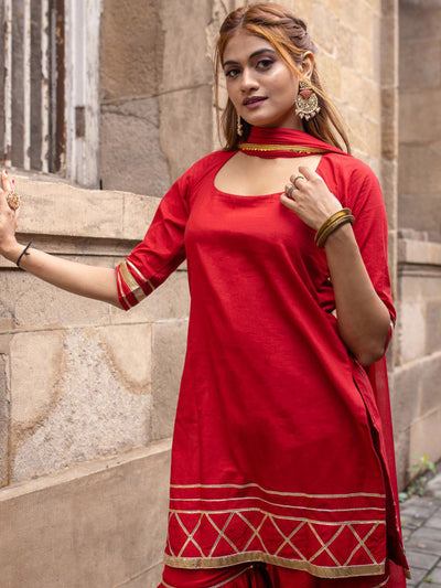 Red Sharara Gota Set