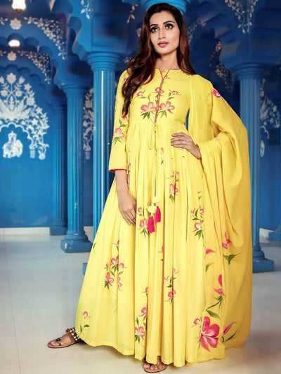 Yellow Floral Kurta Pant