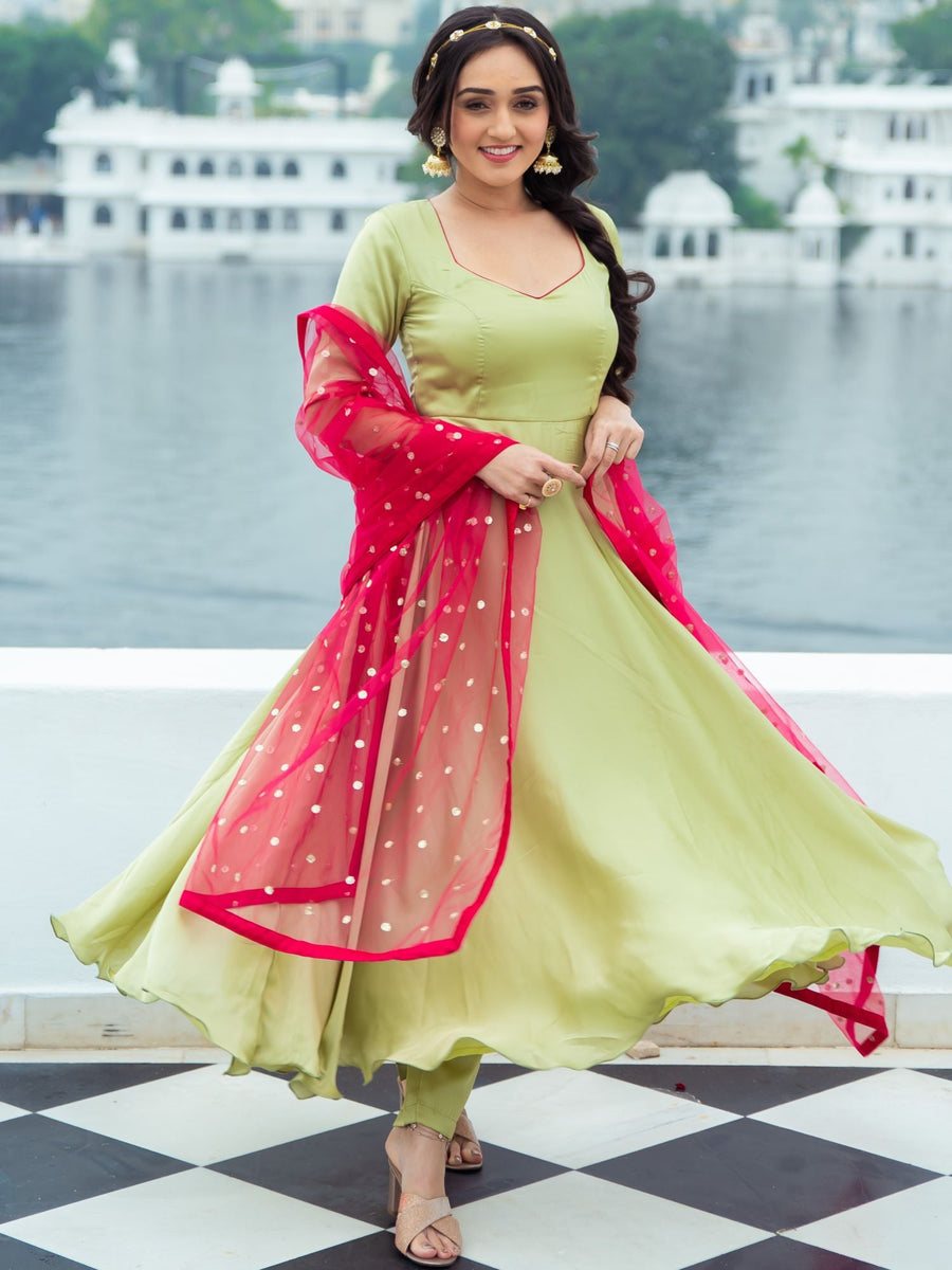 Green Silk Anarkali main image 0