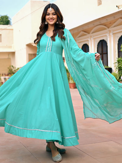 Aqua Blue Anarkali pant  Set