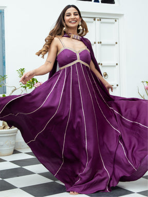 Get Purple Silk Long Dress With Dupatta Online - Lavanya The Label Get Purple Silk Long Dress With Dupatta Online - Lavanya The Label