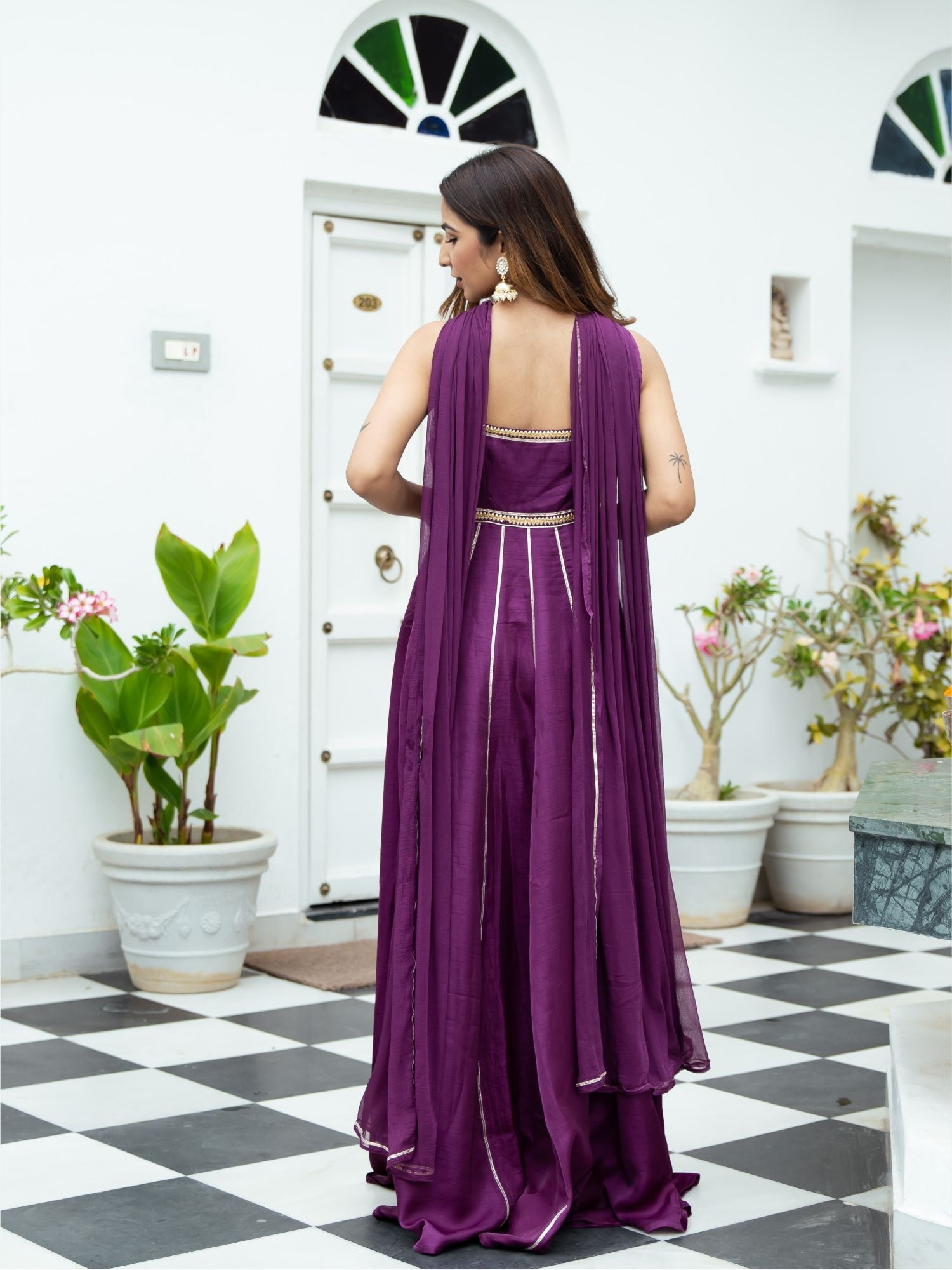 Get Purple Silk Long Dress With Dupatta Online - Lavanya The Label XXS Get Purple Silk Long Dress With Dupatta Online - Lavanya The Label XXS