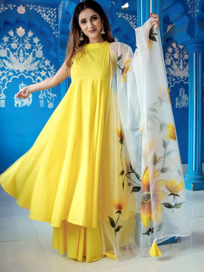Yellow Anarkali pantSuit Set
