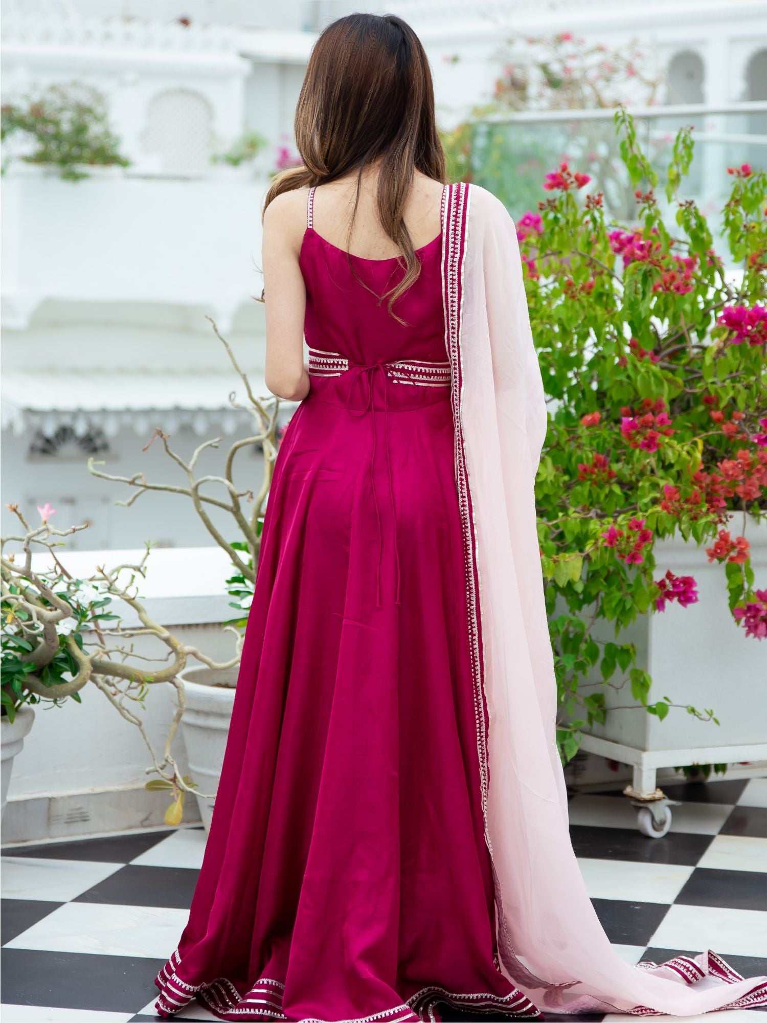 Buy Pink Silk Long Dress With Dupatta Online | Lavanya The Label Buy Pink Silk Long Dress With Dupatta Online | Lavanya The Label