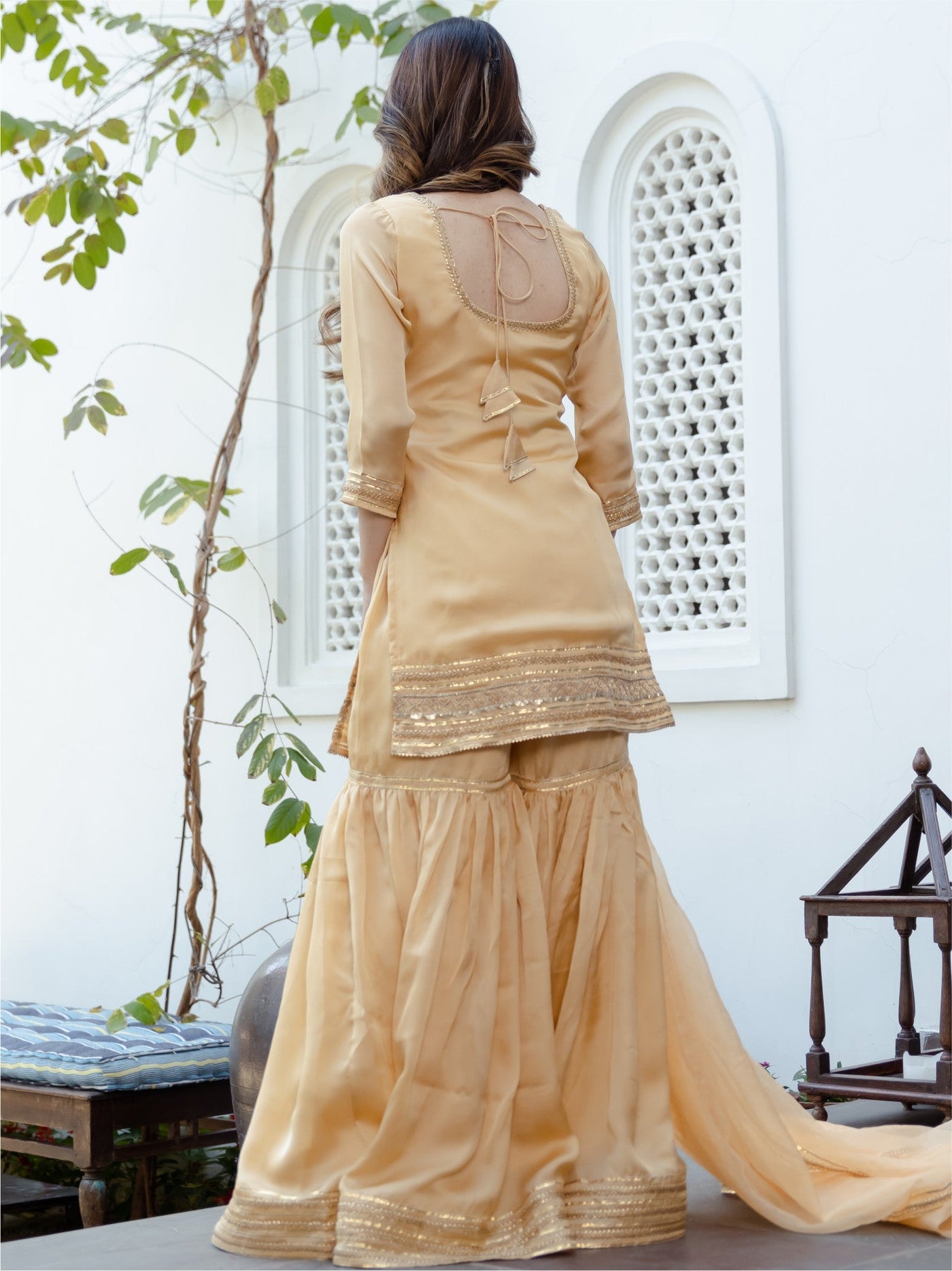 Speghetti short kurta sharara