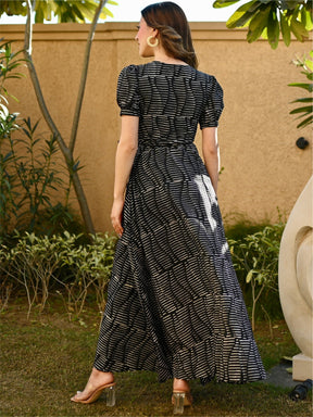 Black Cotton Wrap Around Dress