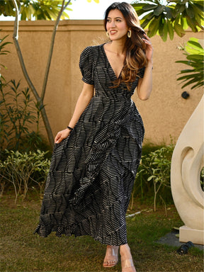 Black Cotton Wrap Around Dress