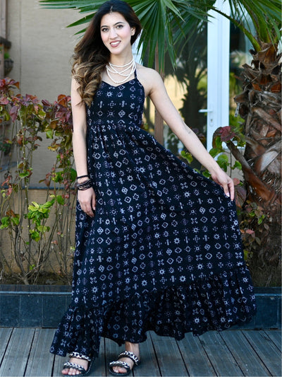 Black Printed Long Dress