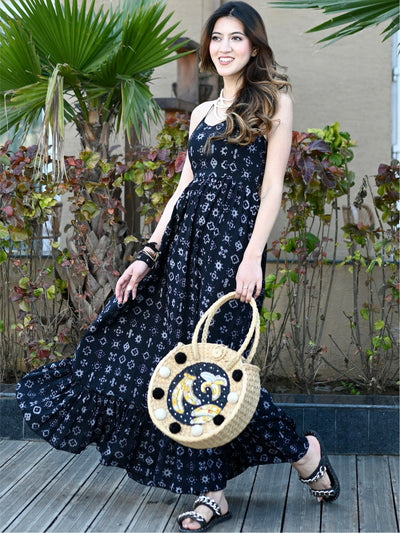 Black Printed Long Dress
