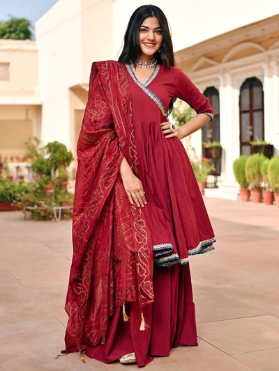 Maroon Sharara Set