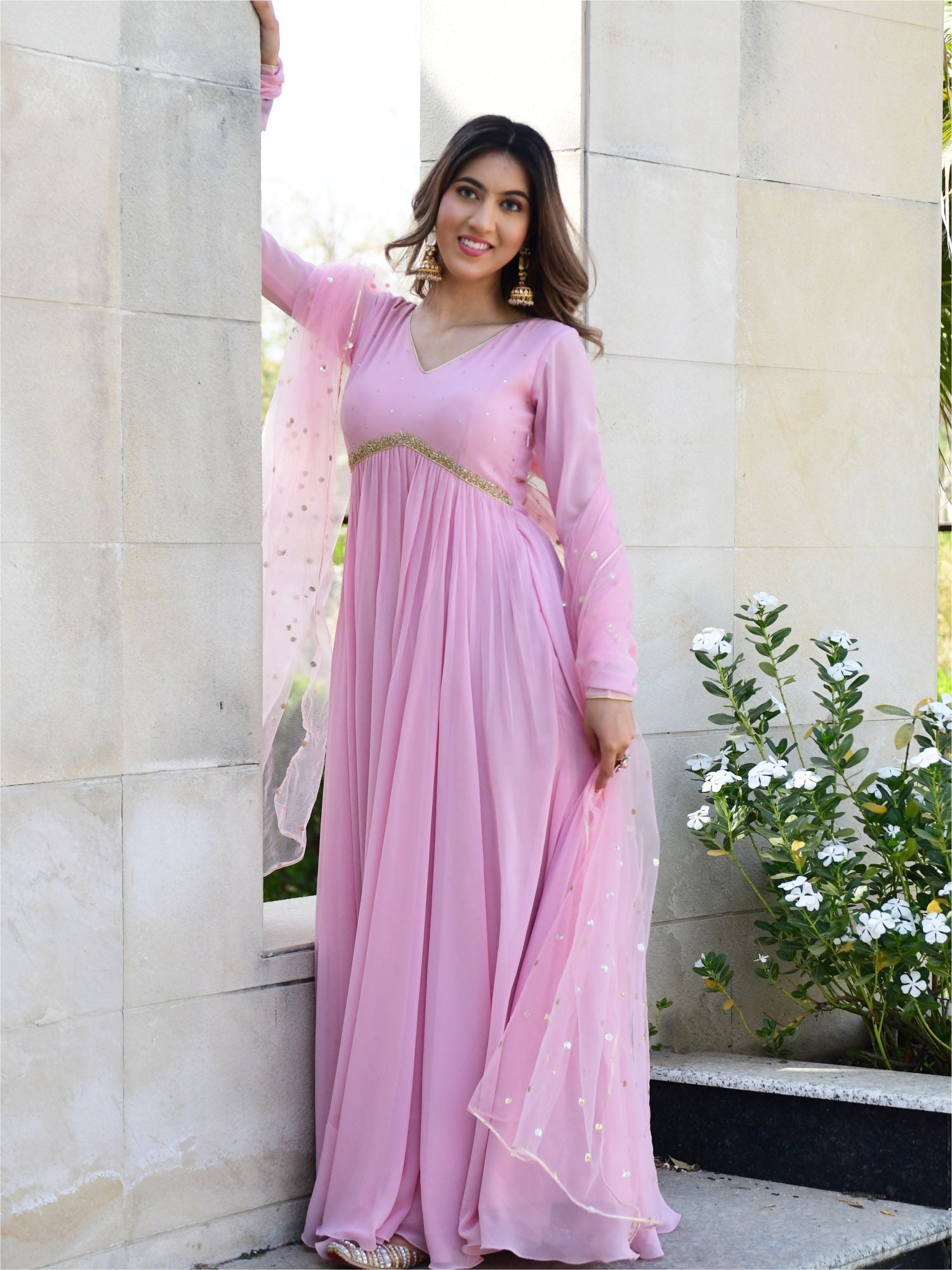light pink color combination dress Dress Light Pink Combination Colour Buy Baby Pink Georgette Anarkali Long Dress Online Lavanya The Label
