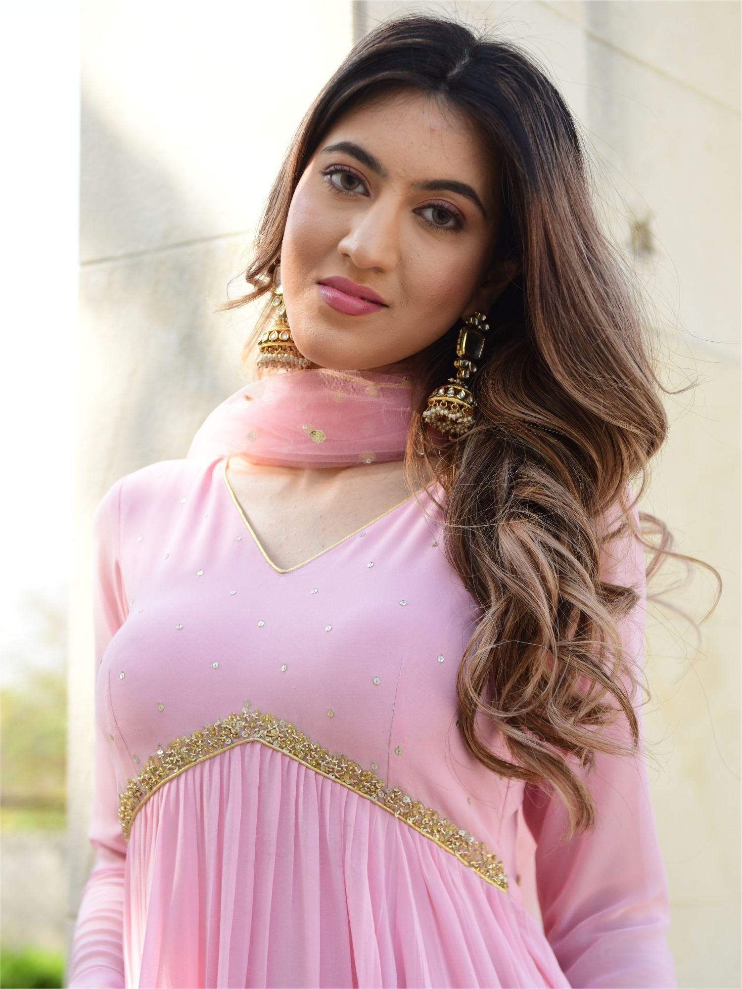 Buy Baby Pink Georgette Anarkali Long Dress Online | Lavanya The Label Buy Baby Pink Georgette Anarkali Long Dress Online | Lavanya The Label