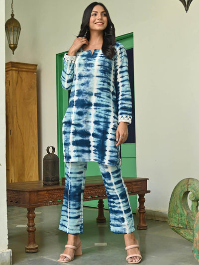Blue Shibori Kurta Set