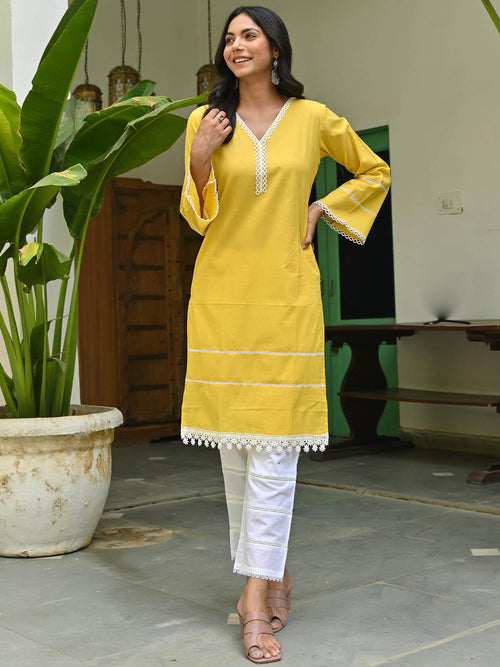 Berry Red & Mustard Yellow Gold Printed Kurta Set With Skirt