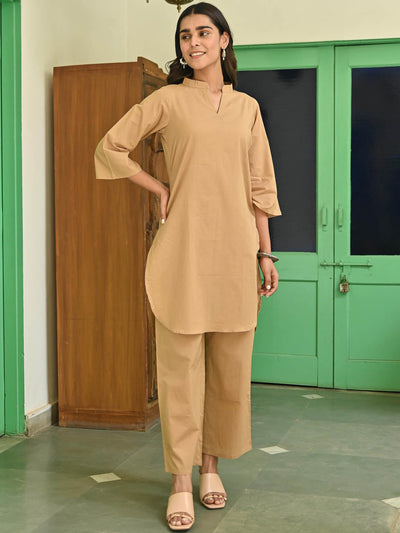 Brown Cotton Kurta Set