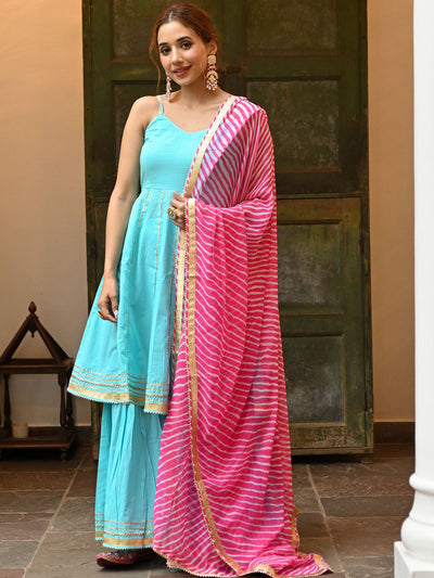 Blue Leheriya Sharara Set