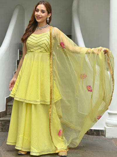 Yellow Hand Paint Organza Set