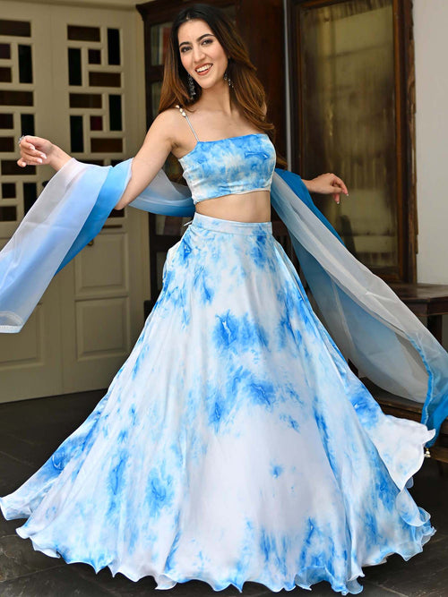 Sunshine Yellow & Wine Tie-Dye Lehenga Set main image 0