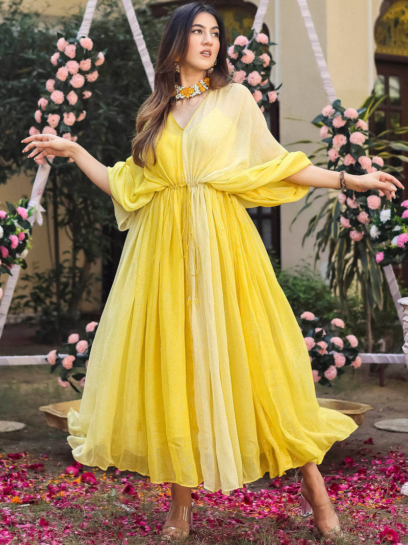 Yellow Purple Long Kaftan