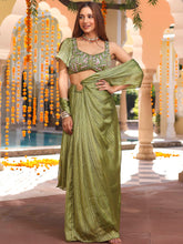 Mehndi Green Pre Draped Ring Saree