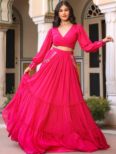 Pink Ruffle Lehenga