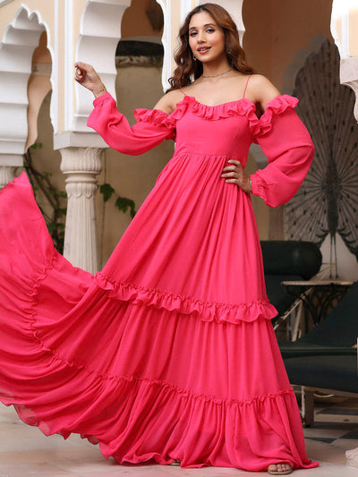 Neon Pink Flared Dress