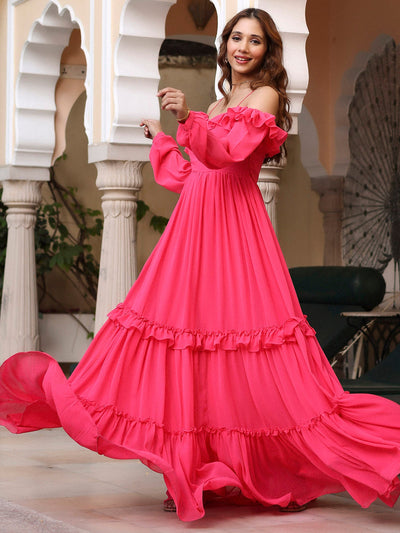Neon Pink Flared Dress