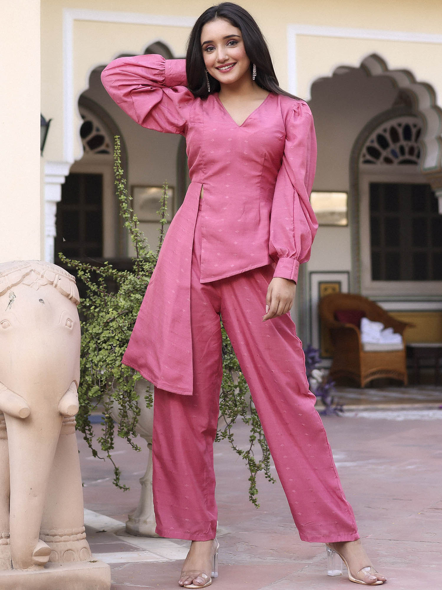 Pink Asymetrical Co ord Set