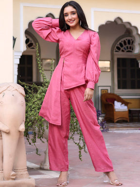 Pink Asymetrical Co ord Set