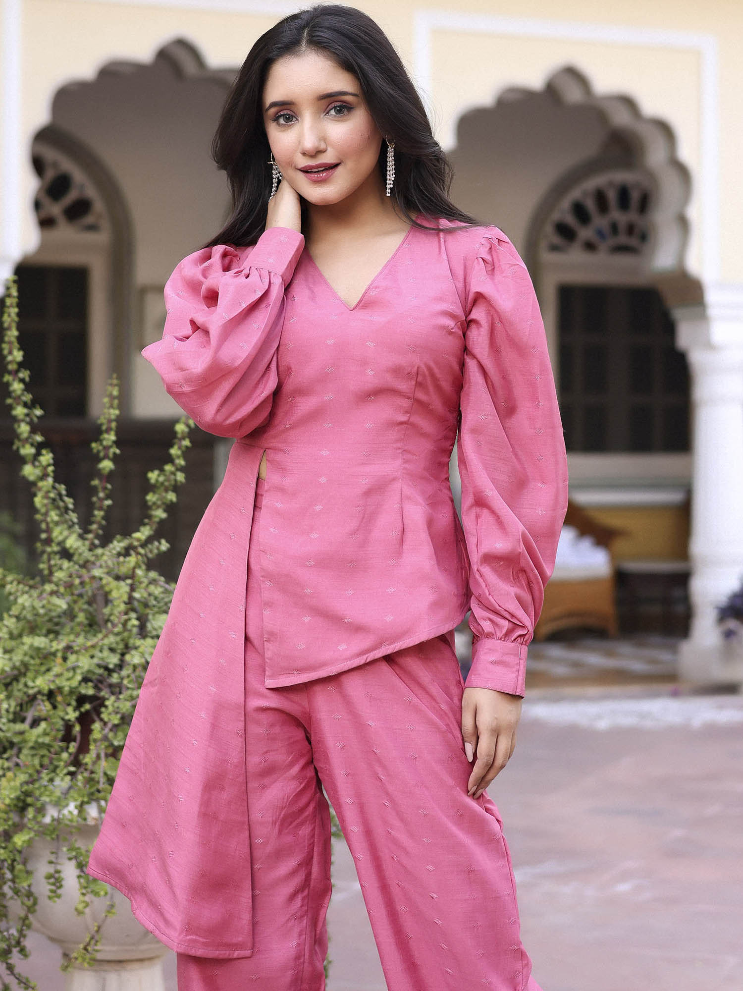 Pink Asymetrical Co ord Set