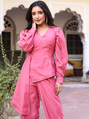 Pink Asymetrical Co ord Set
