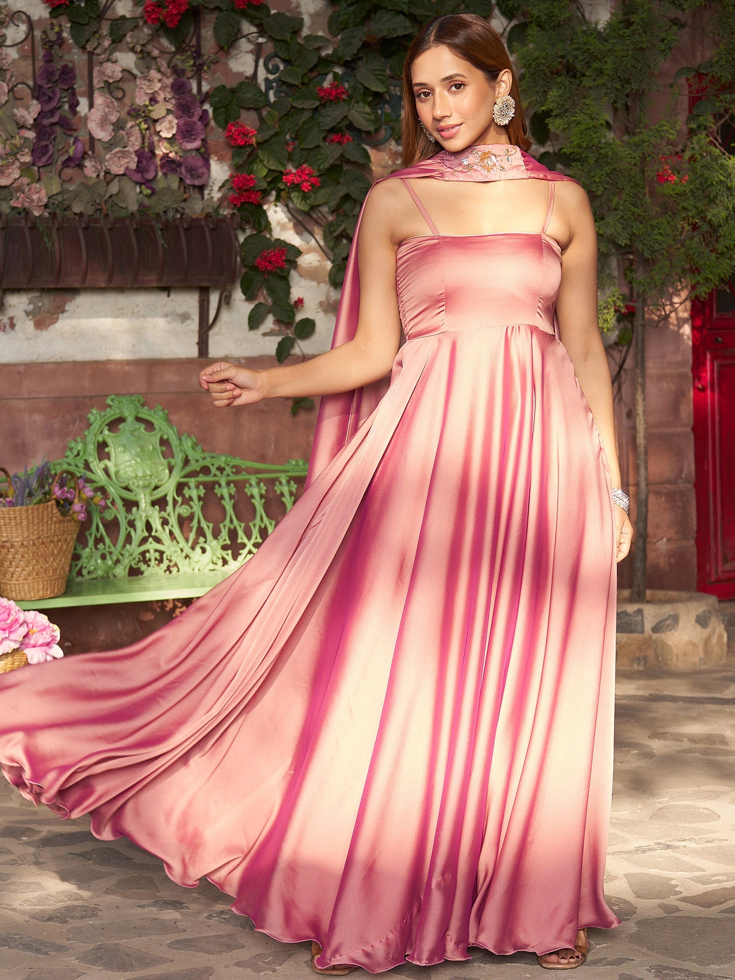Rose Pink Anarkali Set