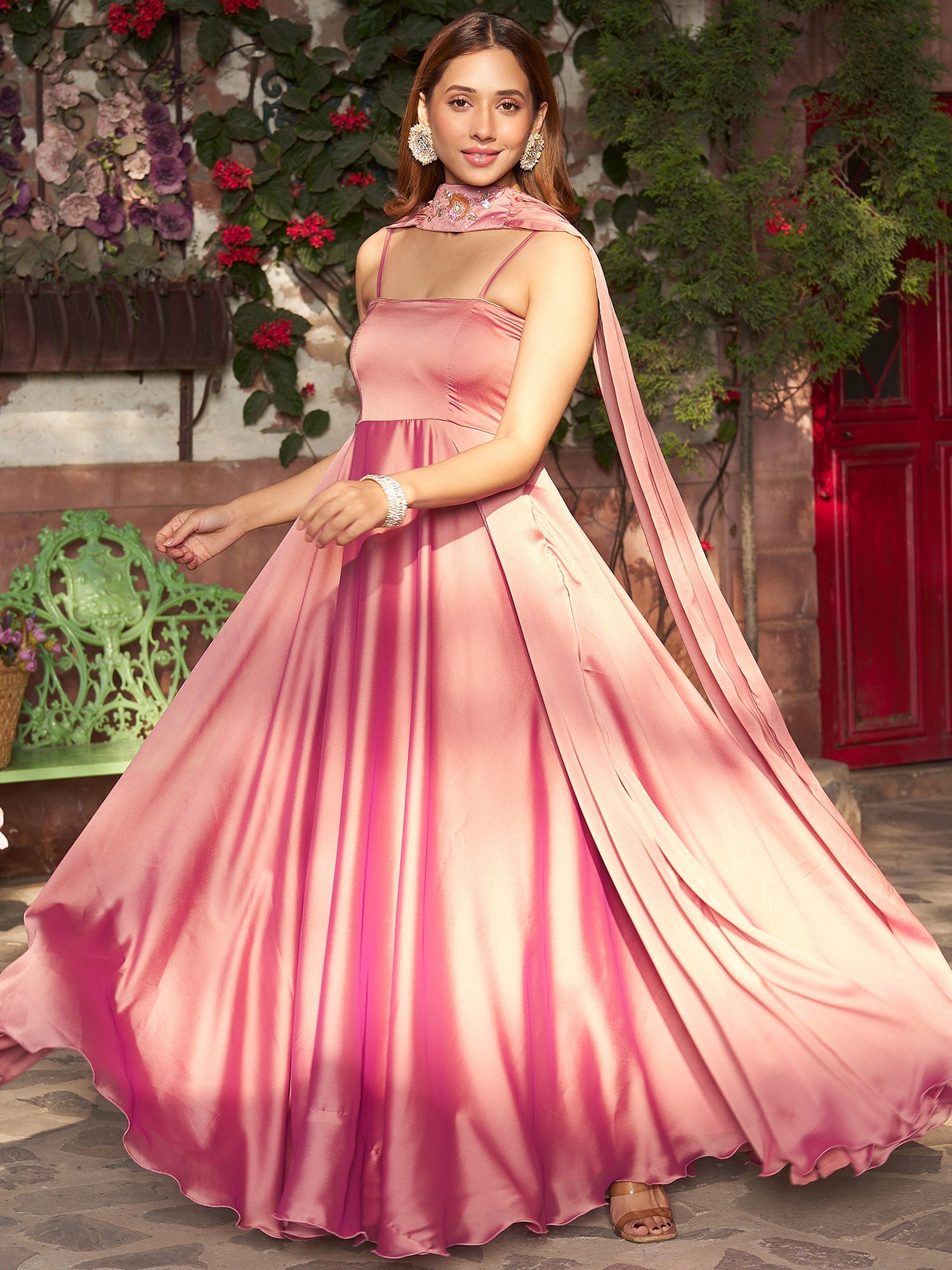 Rose Pink Anarkali Set