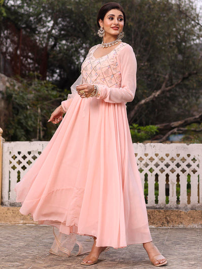PINK MUKAISH ANARKALI SET