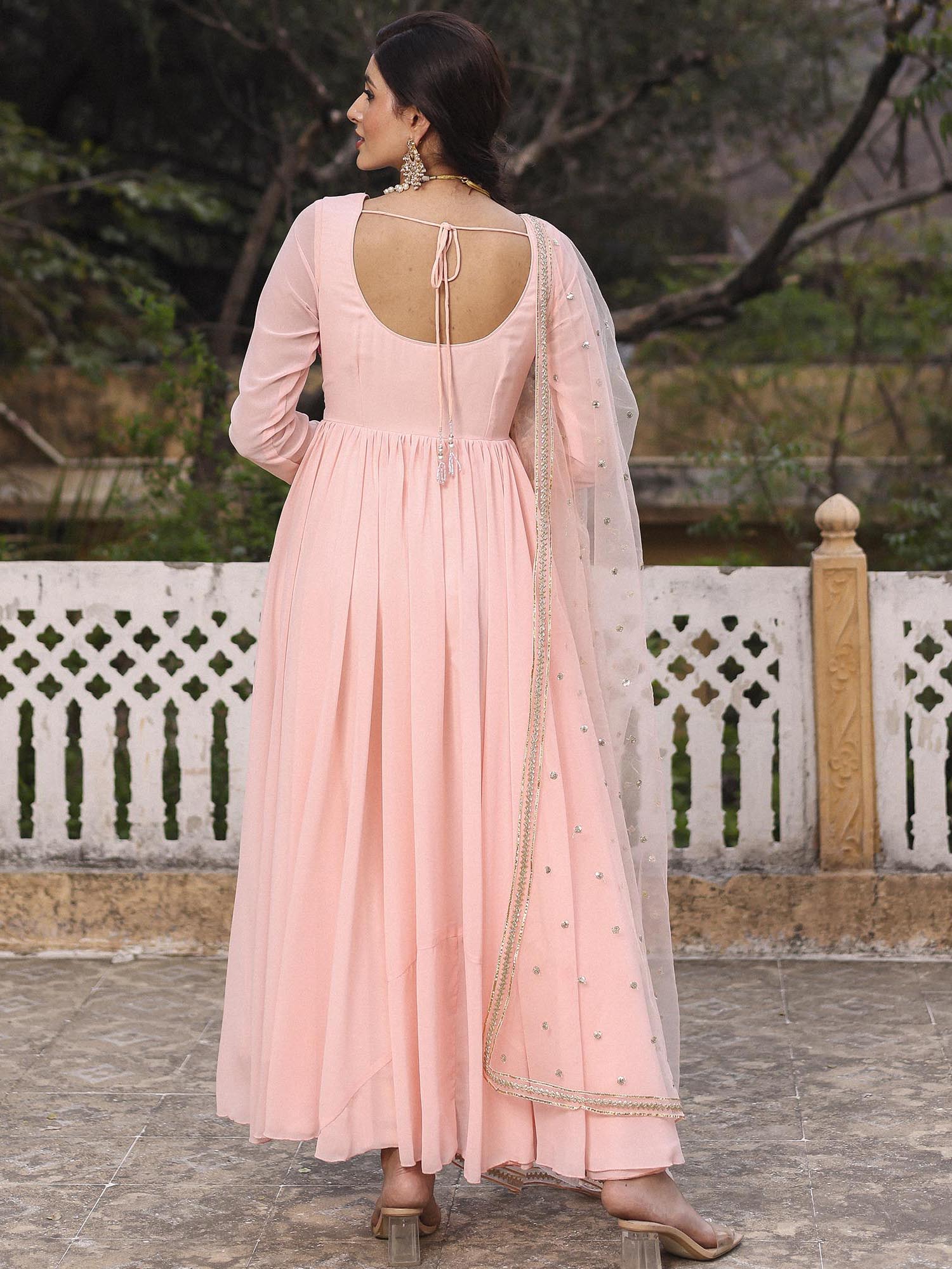 PINK MUKAISH ANARKALI SET