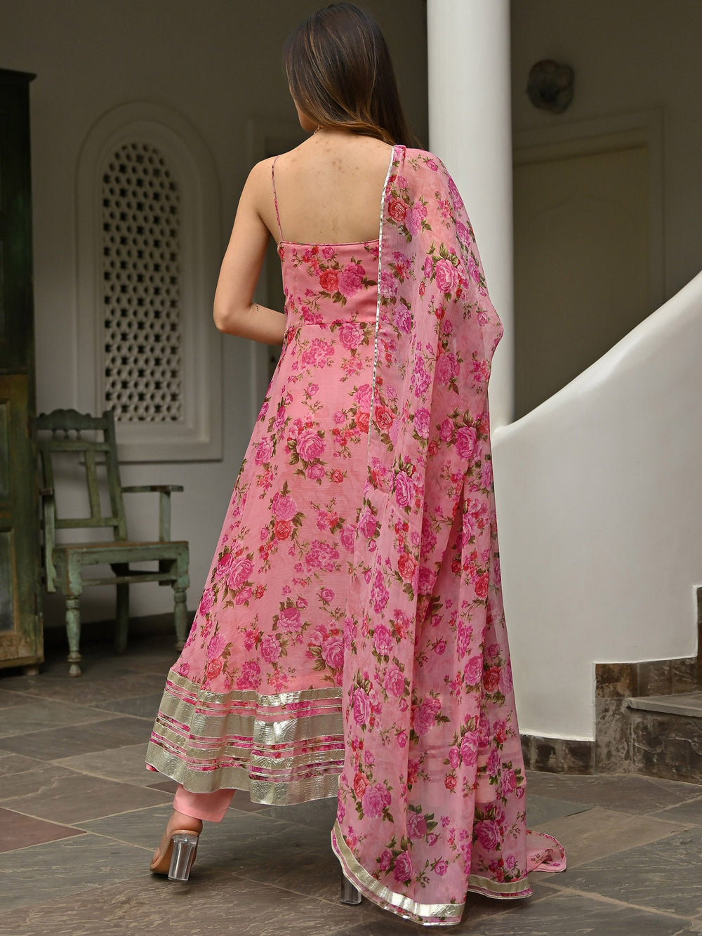 Pink Net Anarkali Anarkali