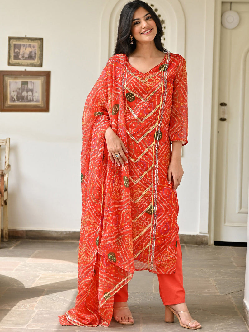Bandhej Printed Anarkali Kurta