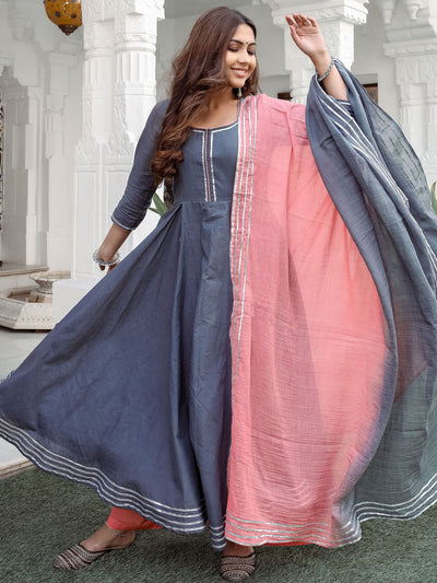 Grey Tie Dye Without Dupatta Set
