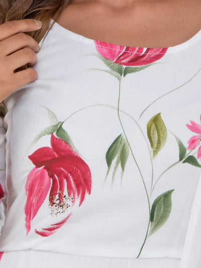 White Hand Painted Kurta Set