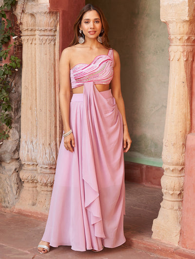 LILAC DRAPED SAREE GOWN
