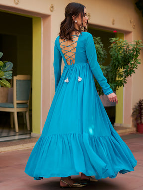 Modern Coral Blue Gown