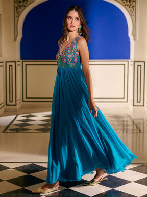 Modern Coral Blue Gown