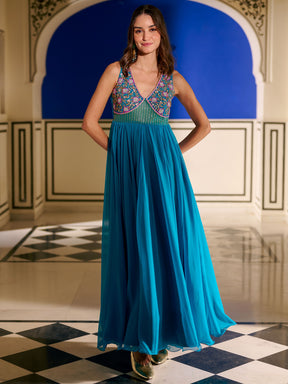 Modern Coral Blue Gown