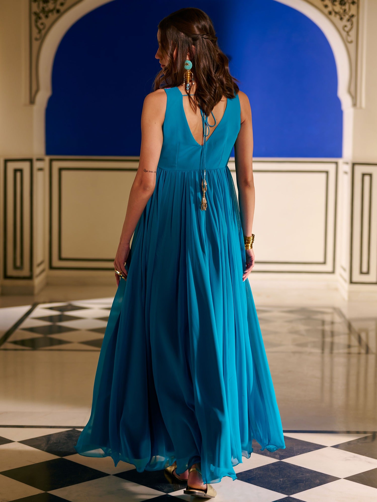 Modern Coral Blue Gown XS Modern Coral Blue Gown XS