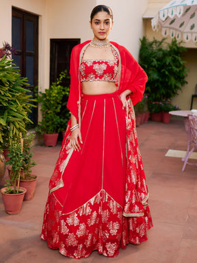 Modern Red Lehenga Set