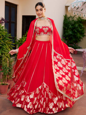 Modern Red Lehenga Set